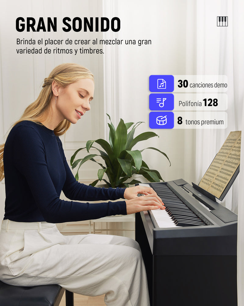 Donner DEP-10 Piano Digital Portátil de 88 Teclas Semipesadas con Stand