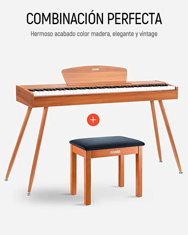 Donner Banco para piano de madera maciza con almacenaje Color madera donner music mexico